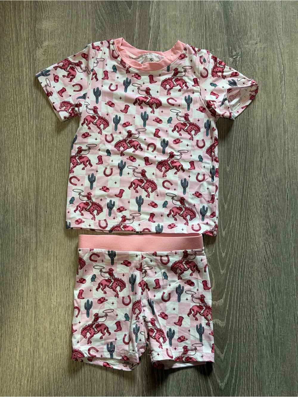 Bamboo Pink Cowboy Print Short Pajama Set